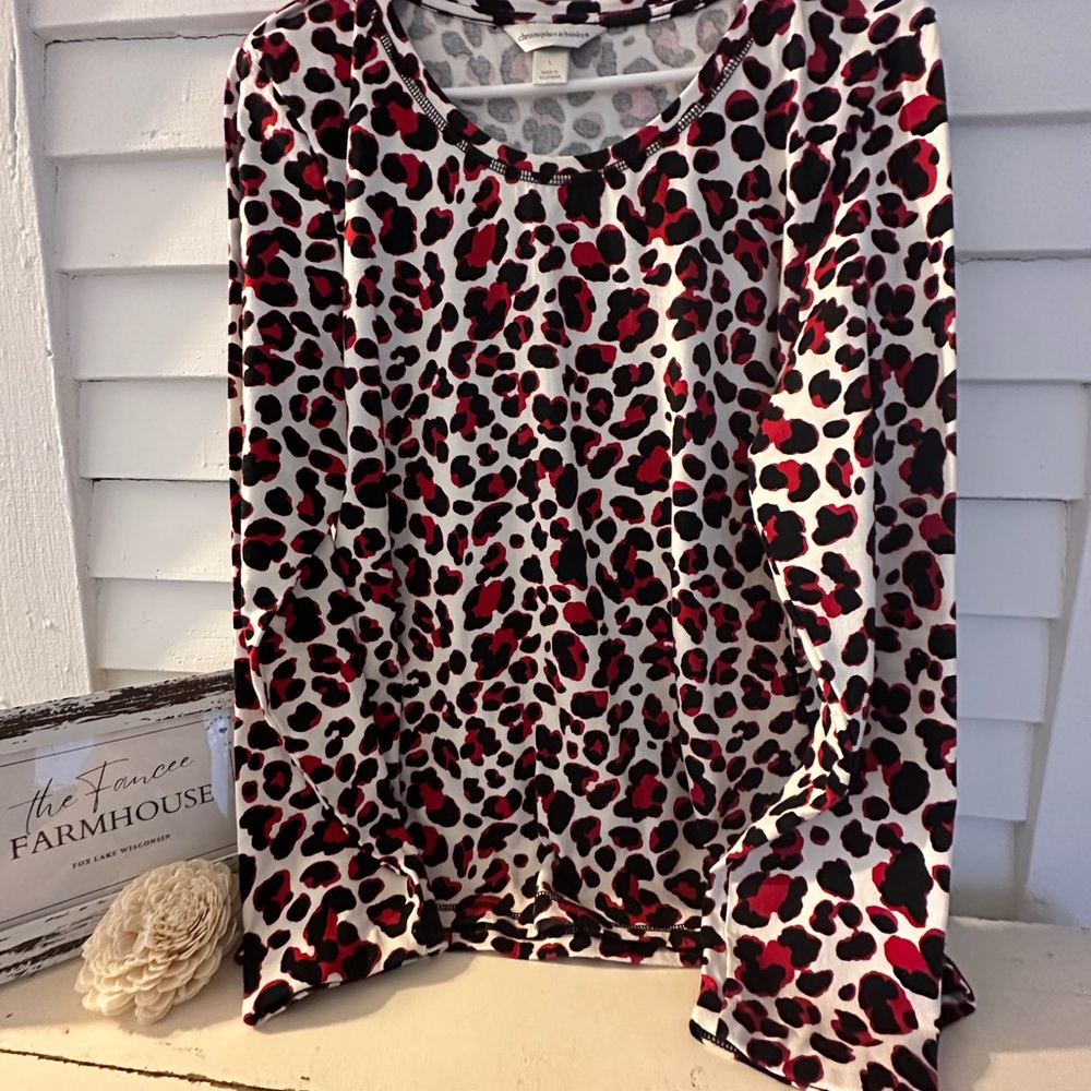Christopher & Banks Red and Black Relaxed Blouse